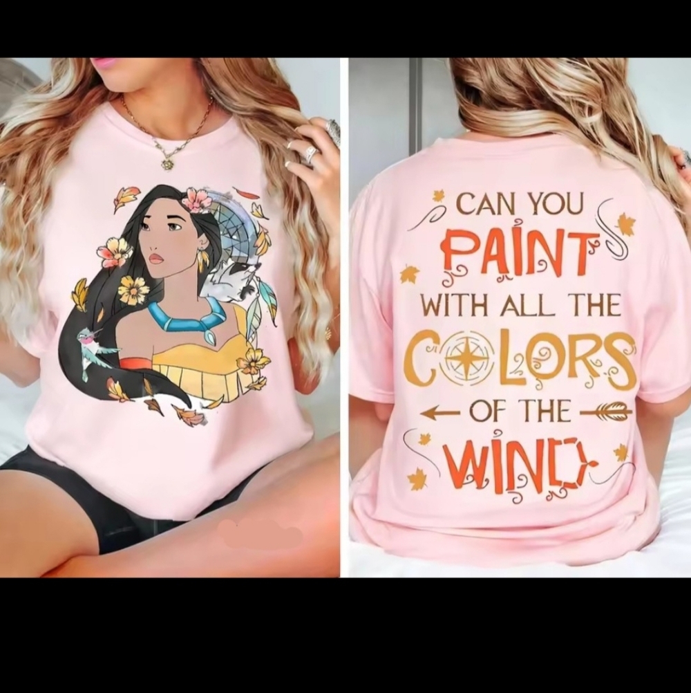 Disney Pocahontas Printed Women's T-Shirt, Light Pink, Size: Medium, New